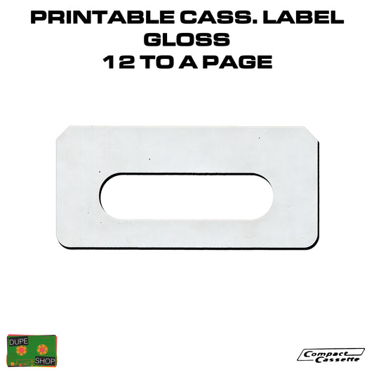 Printable Cassette Labels | Glossy White | Inkjet and Laser| 12-Up