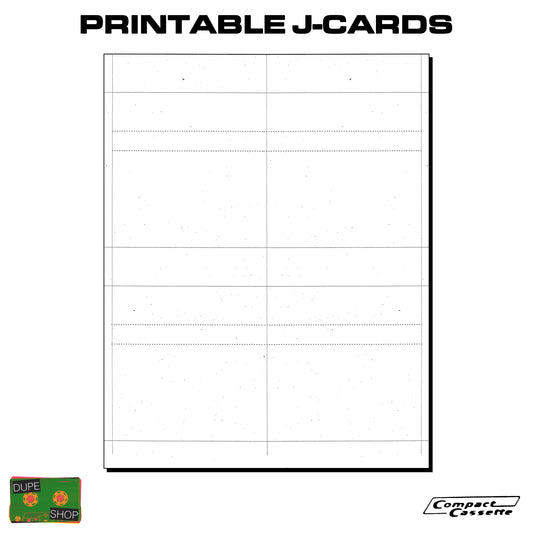 Printable J-Cards | White | 4-Up | Perforated