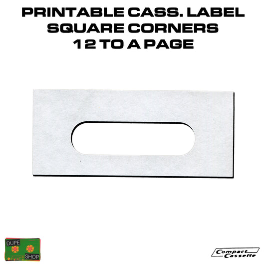 Printable Cassette Labels | Square Corners | Wide | 12-up