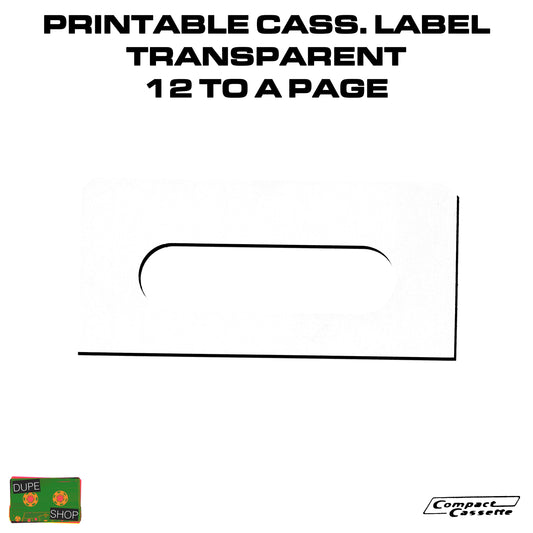 Printable Cassette Labels | Glossy Transparent | 12 Up