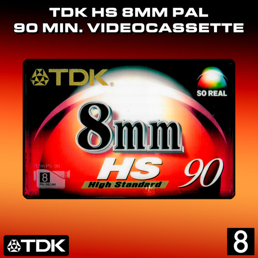 TDK HS High Standard 90 PAL 8mm Video Cassette Tape