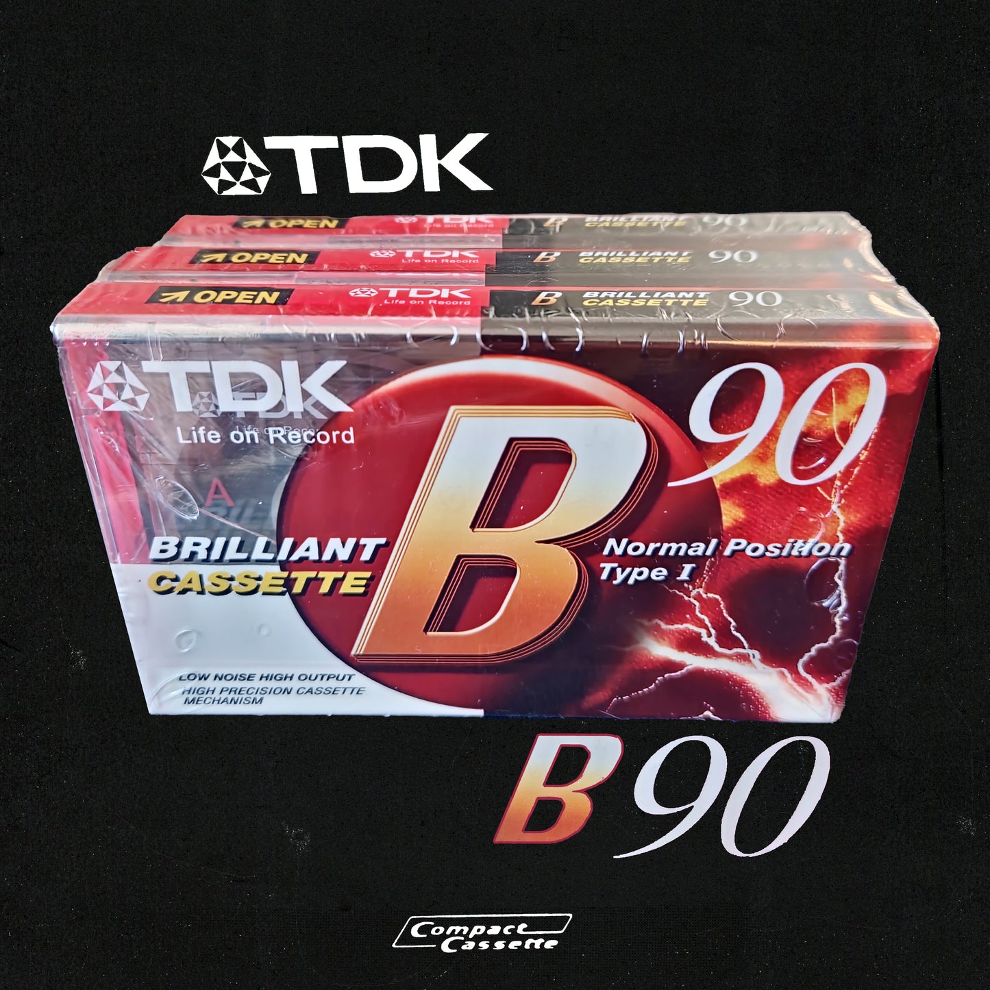 TDK B-90 Brilliant Cassette | Type I Normal Position | 3-Pack