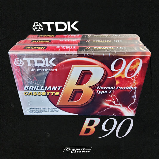 TDK B-90 Brilliant Cassette | Type I Normal Position | 3-Pack