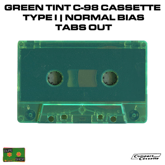 Green Tint C-98 Cassette | Type I | Normal Bias | Tabs Out