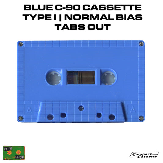 Blue C-90 Cassette | Type I | Normal Bias | Tabs Out