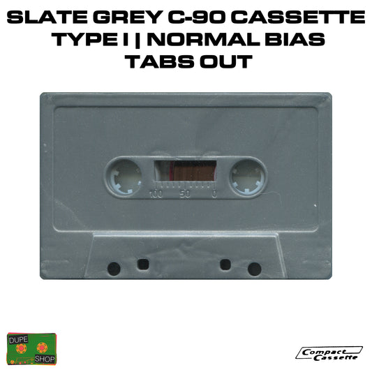 Slate Grey C-90 Cassette | Type I | Normal Bias | Tabs Out