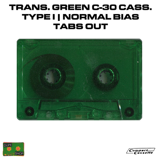 Transparent Green C-30 Cassette | Type I | Normal Bias | Tabs Out