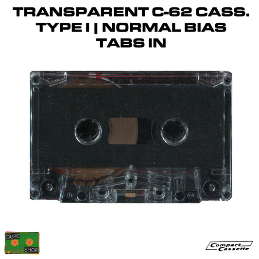 Transparent C-62 Cassette | Type I | Normal Bias | Tabs In