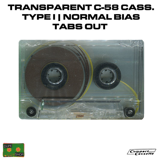 Transparent C-58 Cassette | Type I | Normal Bias | Tabs Out