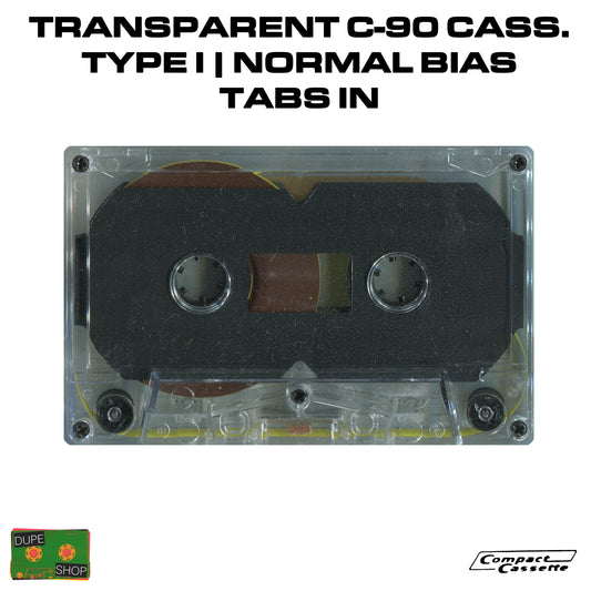 Transparent C-90 Cassette | Type I | Normal Bias | Tabs In