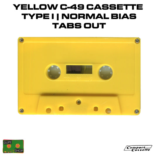 Yellow C-49 Cassette | Type I | Normal Bias | Tabs Out