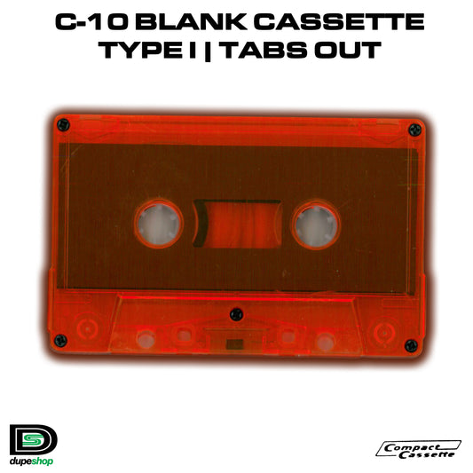 C-10 Cassette | Type I | Normal Bias | Tabs Out | Transparent Orange
