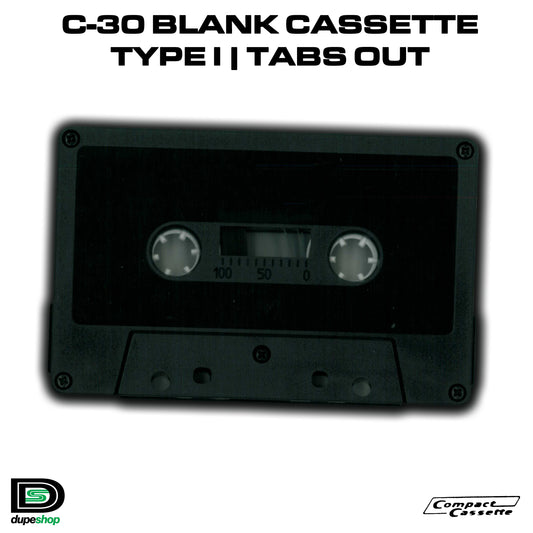 C-30 Cassette | Type I | Normal Bias | Tabs Out | Black