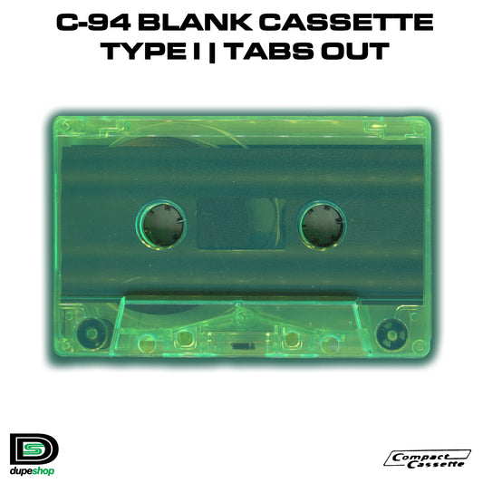 C-94 Cassette | Type I | Normal Bias | Tabs Out | Green Tint