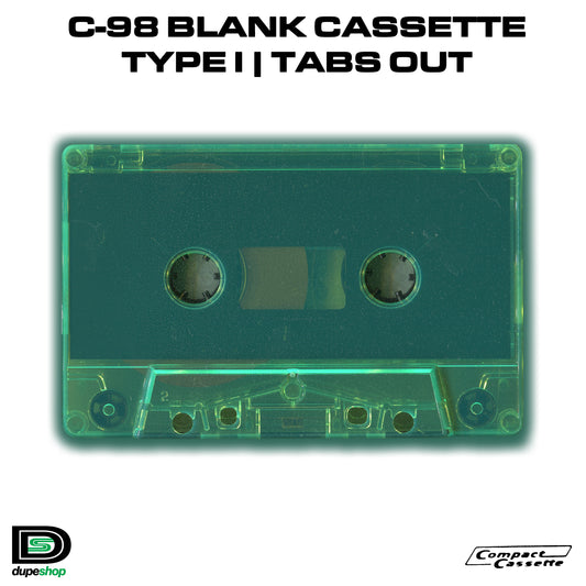 C-98 Cassette | Type I | Normal Bias | Tabs Out | Green Tint