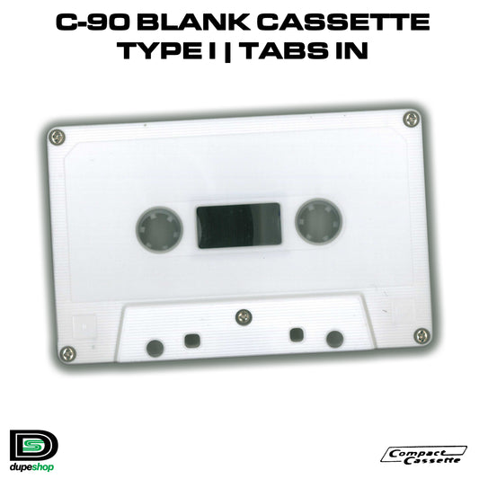 C-90 Cassette | Type I | Normal Bias | Tabs In | White