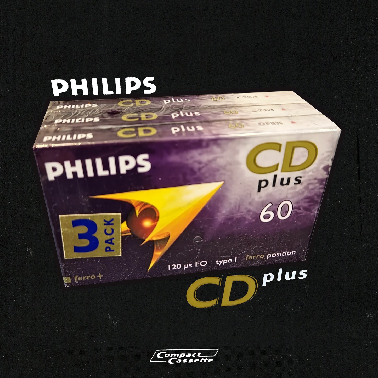 Philips CD Plus 60 Cassette | Type I Ferro Position | 3-Pack